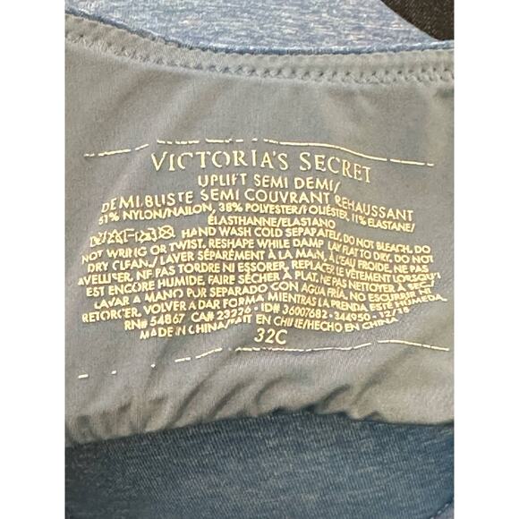 Victoria's Secret blue uplift semi demi blue bra size 32C - Picture 3 of 8